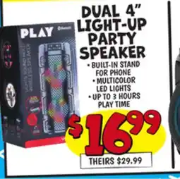 Ollie's DUAL 4 LIGHT-UP PARTY SPEAKER offer