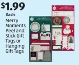 Aldi Merry moments peel and stick gift tags or hanging gift tags offer