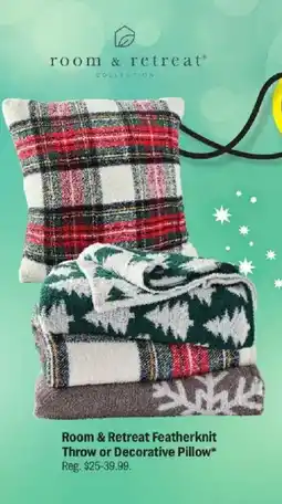 Meijer Room & Retreat Featherknit Throw or Decorative Pillow offer