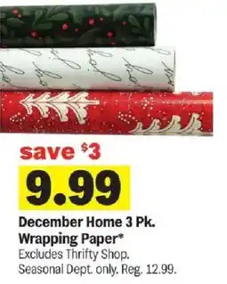 Meijer December Home 3 Pk. Wrapping Paper offer
