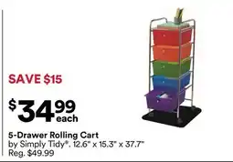 Michaels by Simply Tidy 5-Drawer rolling Cart offer