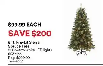 Michaels 6 ft. Pre-Lit Sierra Spruce Tree offer