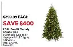 Michaels 7.5 ft. Pre-Lit melody Spruce Tree offer