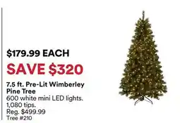 Michaels 7.5 ft. Pre-Lit Wimberley Pine Tree offer