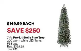 Michaels 7 ft. Pre-Lit Stella Pine Tree offer