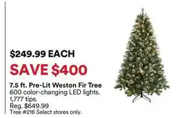 Michaels 7.5 ft. Pre-Lit Weston Fir Tree offer