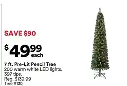Michaels 7 ft. Pre-Lit Pencil Tree offer