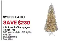 Michaels 7 ft. Pre-Lit Champagne Tinsel Tree offer