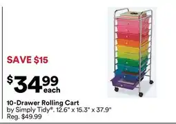 Michaels 10-Drawer rolling Cart by Simply Tidy offer