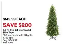 Michaels 7.5 ft. Pre-Lit Glenwood Slim Tree offer