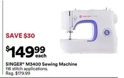 Michaels SINGer M3400 Sewing machine offer