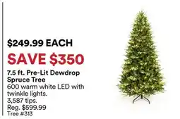 Michaels 7.5 ft. Pre-Lit Dewdrop Spruce Tree offer