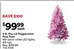 Michaels 5 ft. Pre-Lit Peppermint Pine Tree offer