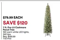 Michaels 7 ft. Pre-Lit Cashmere Pencil Tree offer