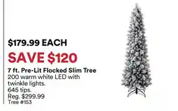 Michaels 7 ft. Pre-Lit Flocked Slim Tree offer