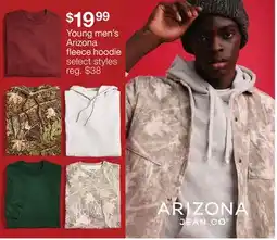 JC Penney Young men's Arizona fleece hoodie offer