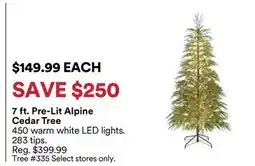 Michaels 7 ft. Pre-Lit Alpine Cedar Tree offer