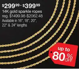 JC Penney 14K gold sparkle ropes offer