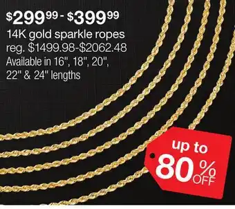 JC Penney 14K gold sparkle ropes offer