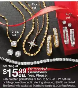 JC Penney Lab-created gemstones or 1/20 to 1/10 Ct. T.W. natural or lab-grown diamond in sterling silver offer