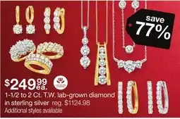 JC Penney 1-1/2 to 2 Ct. T. W. lab-grown diamond in sterling silver offer