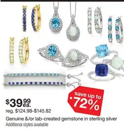 JC Penney Genuine &/or lab-created gemstone in sterling silver offer