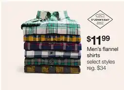 JC Penney Men's flannel shirts offer