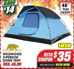 Big 5 Golden Bear Wildwood 3-Person Dome Tent offer
