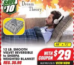 Big 5 Dream Theory 12 lb. Smooth Velvet Reversible to Sherpa Weighted Blanket offer