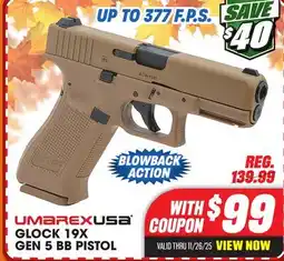 Big 5 Umarex Glock 19X Gen 5 BB Pistol offer
