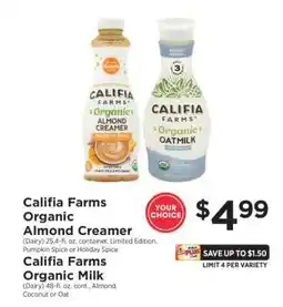 ShopRite Califia Farms Organic Almond Creamer offer