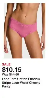 Victoria's Secret Lace Trim Cotton Shadow Stripe Lace-Waist Cheeky Panty offer