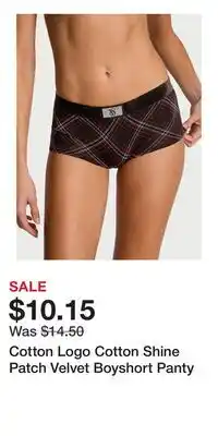 Victoria's Secret Cotton Logo Cotton Shine Patch Velvet Boyshort Panty offer