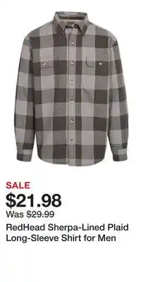 Cabela's RedHead Sherpa-Lined Plaid Long-Sleeve Shirt for Men offer