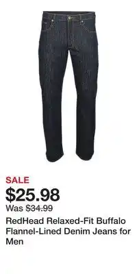 Cabela's RedHead Relaxed-Fit Buffalo Flannel-Lined Denim Jeans for Men offer