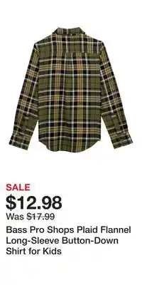 Cabela's Bass Pro Shops Plaid Flannel Long-Sleeve Button-Down Shirt for Kids offer