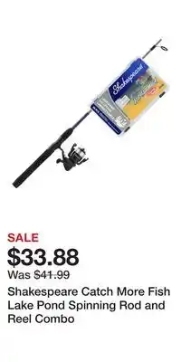 Cabela's Shakespeare Catch More Fish Lake Pond Spinning Rod and Reel Combo offer