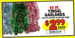 Ollie's 12 FT. TINSEL GARLANDS offer