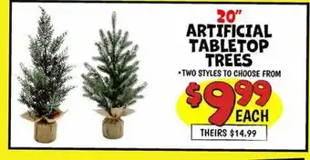 Ollie's 20 ARTIFICIAL TABLETOP TREES offer