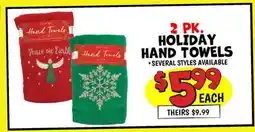 Ollie's 2 PK. HOLIDAY HAND TOWELS offer