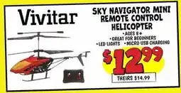 Ollie's Vivitar SKY NAVIGATOR MINI REMOTE CONTROL HELICOPTER offer