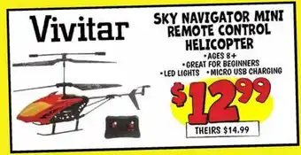 Ollie's Vivitar SKY NAVIGATOR MINI REMOTE CONTROL HELICOPTER offer