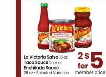 Safeway La Victoria Salsa Taco Sauce Or Enchilada Sauce offer