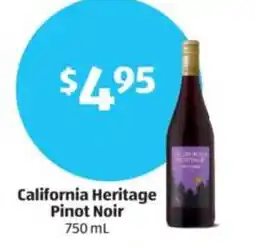 Aldi California Heritage Pinot Noir offer