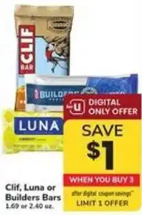 Safeway Clif, Luna or Builders Bars offer
