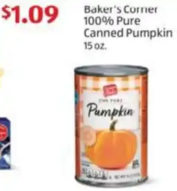 Aldi Baker's Corner 100% Pure Canned Pumpkin offer