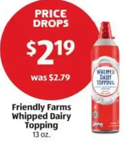 Aldi Friendly Farms Whipped Dairy Topping offer