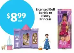 Aldi Licensed Doll Barbie or Disney Princess offer