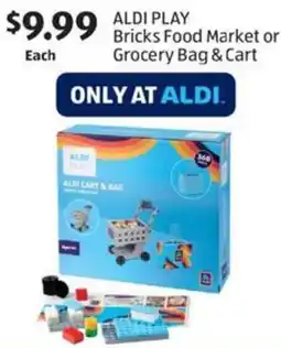 Aldi ALDI PLAY Bricks Food Market or Grocery Bag & Cart offer