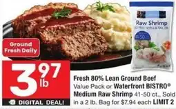 Albertsons Fresh 80% Lean Ground Beef or Waterfront BISTRO® Medium Raw Shrimp offer